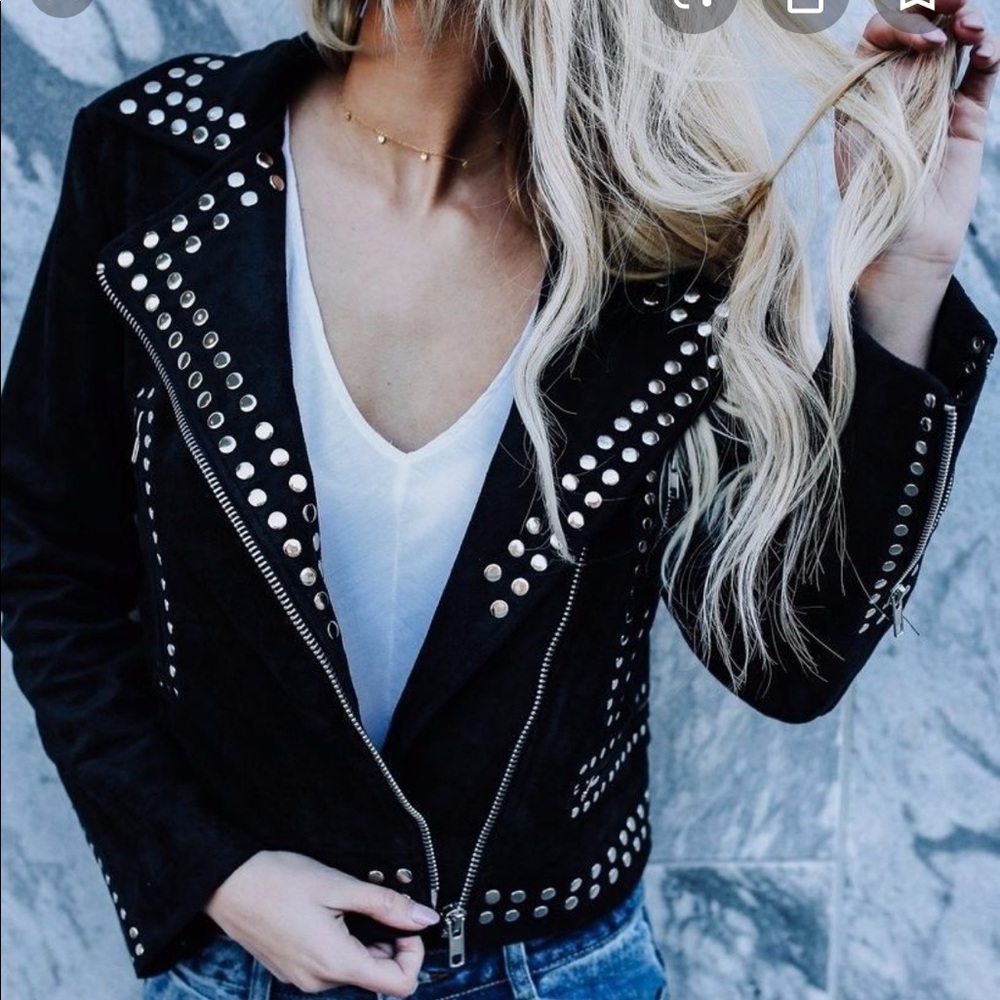 Suede studded moto jacket